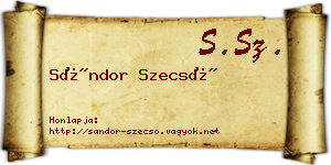 Sándor Szecső névjegykártya